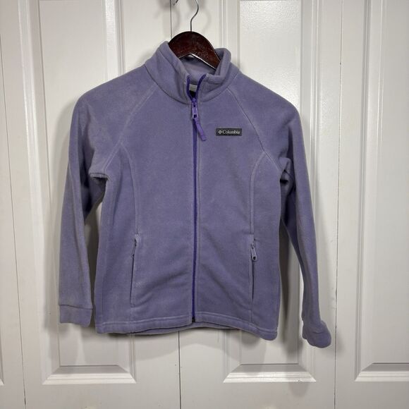 Columbia Fleece Jacket Womens M Purple Zip Up Outdoor Hiking Cozy Layer - Picture 1 of 10